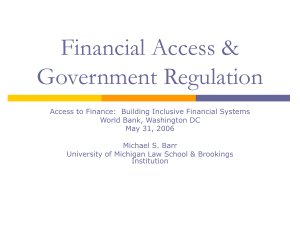 Financial Access & Government Regulation
