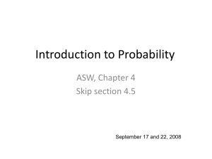 September 17 and 22 -- Introduction to Probability