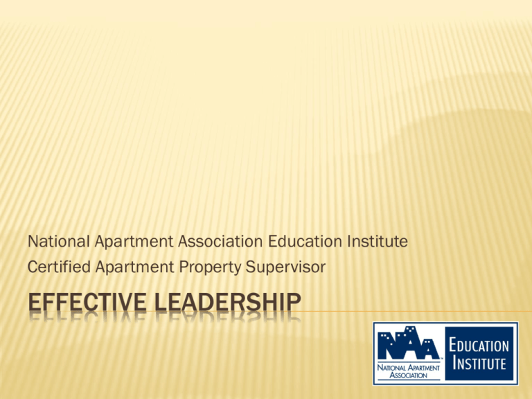 Leadership Presentation National Apartment Association