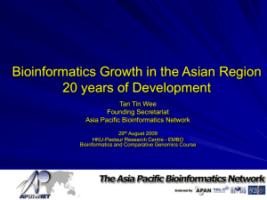 Bioinformatics Growth in the Asian Region: 20