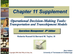 Transportation and Transshipment Models