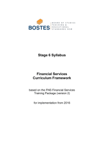 Stage 6 Financial Services Curriculum Framework