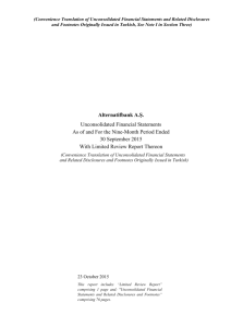 ABank September 30 2015 Unconsolidated Financial Statements