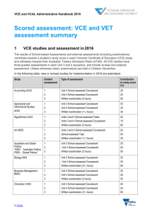 Scored assessment: VCE and VET assessment summary