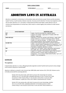 Abortion Laws in Australia Resource Sheet - Broadfield