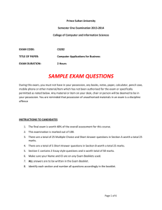 Sample Exam Questions from 2010