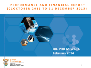 PERFORMANCE AND FINANCIAL REPORT