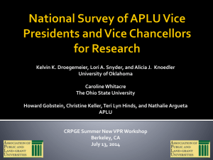 National Survey of APLU Vice Presidents and Vice Chancellors of