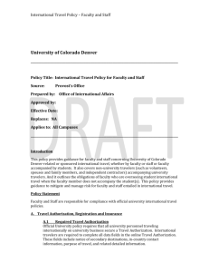 Draft Faculty & Staff International Travel policy