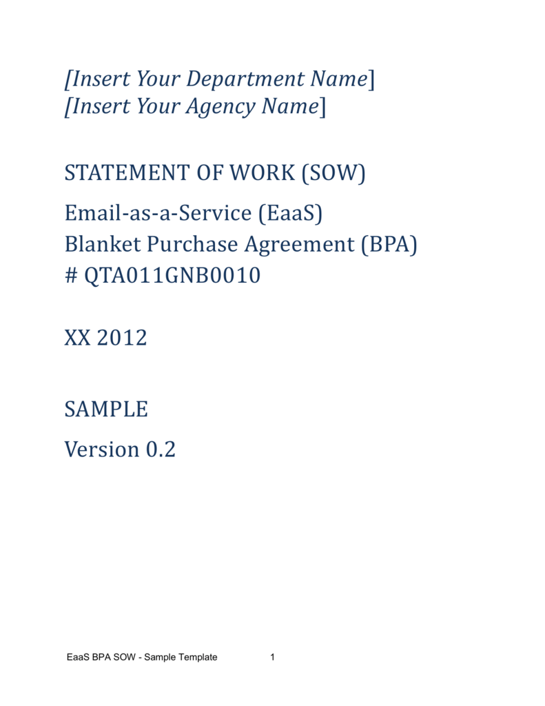 Sample Statement Of Work Sow