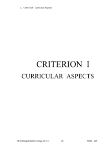 Criterion I * Curricular Aspects