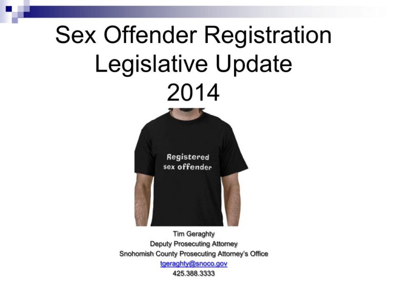 Sex Offender Registration Legislative Update 