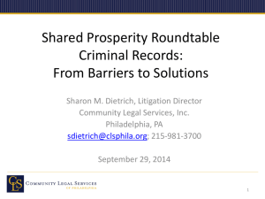 Shared Prosperity Roundtable Criminal Records: From Barriers to