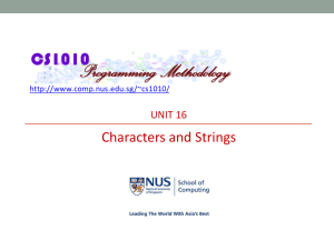 Unit 16: Characters and Strings