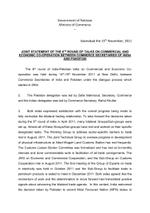 Joint Statement of Commerce Secretaries of India and Pakistan