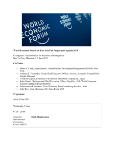 World Economic Forum on East Asia Full Programme Agenda 2013