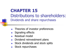 Distributions to Shareholders: Dividends and Share Repurchases