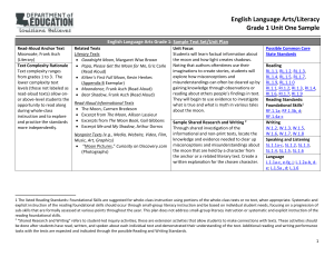 English Language Arts/Literacy Grade 1 Unit One Sample Daily