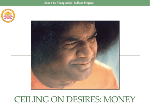 Zone 1 Sai Young Adults- Ceiling on Desires: Money