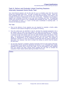 Task 8: Deliver and Evaluate Linked Coaching Sessions