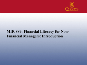 MIR 889: Financial Literacy for Non-Financial