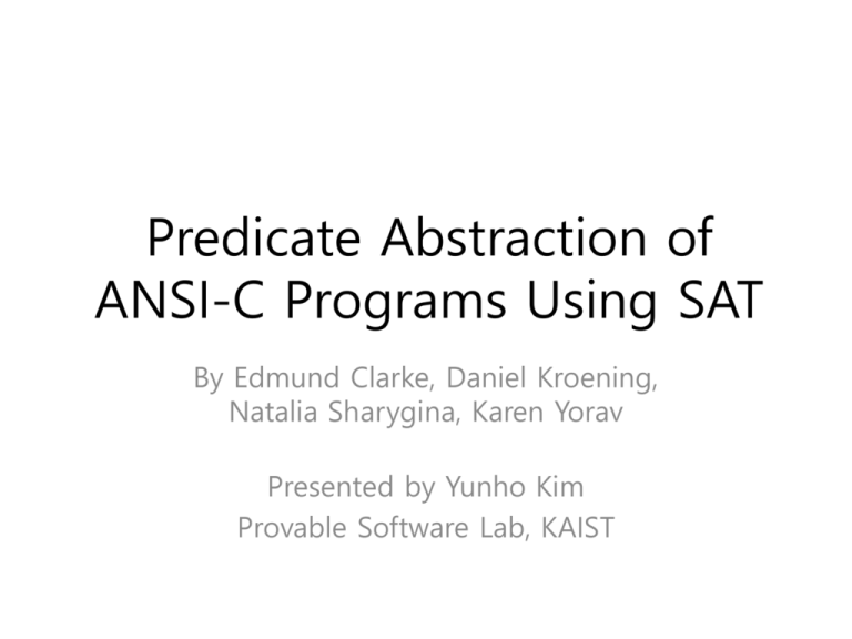 Predicate Abstraction using SAT ppt