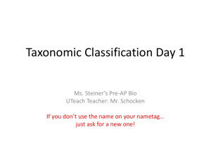 Taxonomic Classification Day 1