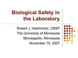 Biological Safety in the Laboratory - Office of the Vice President for