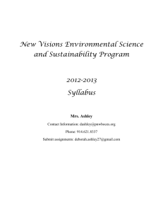 New Visions Environmental Science and Sustainability Mrs. Ashley
