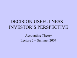 DECISION USEFULNESS – INVESTOR'S PERSPECTIVE