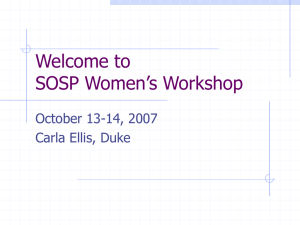 Welcome to SOSP Women's Workshop