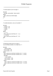 PLSQL Programs