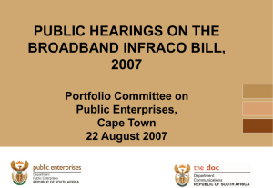 Public Hearings On The Broadband Infraco Bill