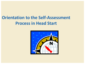 Orientation to the Self Assessment Process