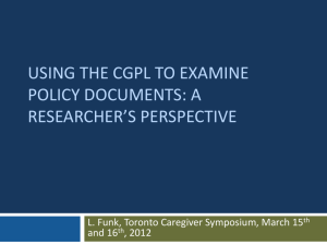 Applying the CGPL in discourse analyses of policy