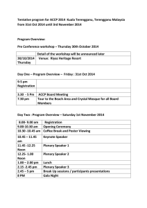 Tentative program for ACCP 2014 Kuala Terengganu, Terengganu