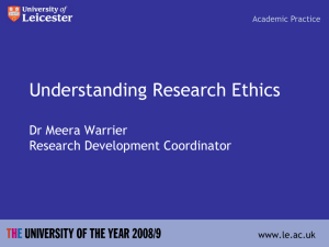 'Research' Ethics - University of Leicester