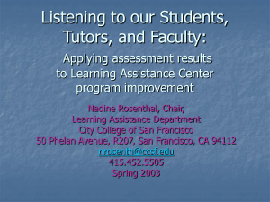 Listening to our Students, Tutors, and Faculty