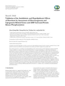 Research Article Validation of the Antidiabetic and Hypolipidemic