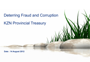 Steps by Provincial Treasury to deter fraud and corruption