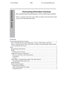 Research Note (Overcoming Information