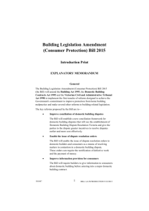 Building Legislation Amendment (Consumer Protection) Bill 2015