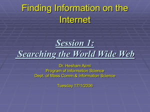 Finding Information on the Internet Session 1: Searching the Word