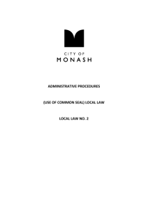 Local Law No 2 - City of Monash