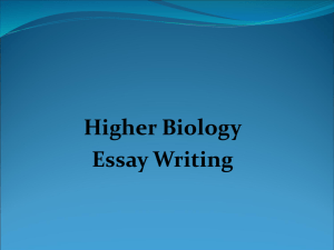 Higher Human Biology Essay Writing