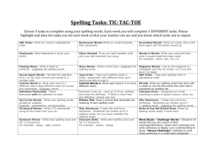Spelling Tasks: TIC-TAC-TOE