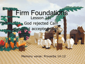 Lesson 13: God rejected Cain, accepted Abel