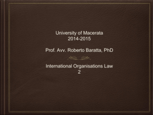 University of Macerata 2014-2015 Prof. Avv. Roberto Baratta, PhD