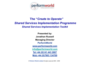 Shared services implementation toolkit