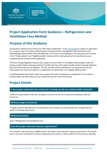 Project Application Form Guidance – Refrigeration and Ventilation